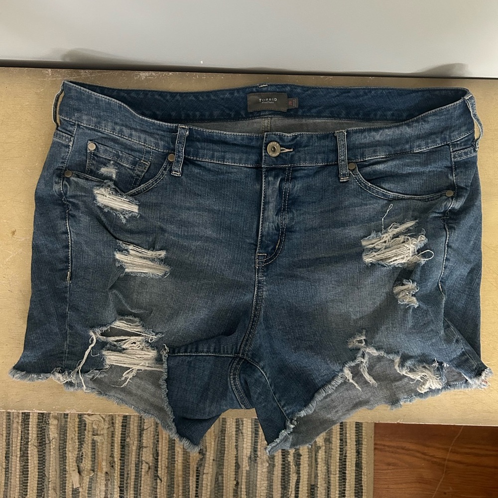 Torrid Blue Distressed Jean Shorts